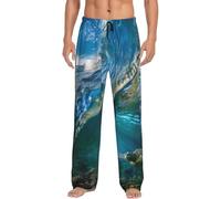 Sea Animal Turtle Floating Underwater Over The Coral Reef Print Mens Bottoms Pyjama Pants, Soft Sleep Trousers With Pockets, Lightweight Loungewear Pjs For Comfortable Sleep And Lounge