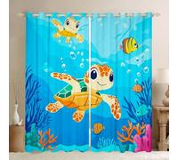 Sea Animal Window Treatments Drapes Decor For Living Room Marine Life Tortoise Blackout Curtains Kids Sea Turtle Window Curtains 2 Panel Sets 46 x 54 Inch Colourful Coral Decor