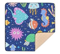 Sea Animals and Ocean Creatures Soft Foam Baby Activity Play Mat for Floor 1-Piecing Travel Play Mat for Babies Infants Toddlers, 50'' x 50''