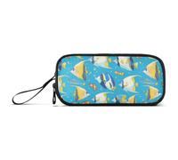 Sea Animals Blue Ocean Nylon Pencil Bags Large Capacity Big Pencil Case with Zipper Stationery Organizer for Elementary Teacher