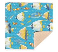 Sea Animals Blue Ocean Soft Foam mat for Baby to Play on Floor for Floor One-Piece Foldable Activity Gym Mat for Baby Kids Toddlers Infants, 50'' x 50''tapete para juegos de