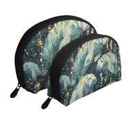 Sea Animals Calf Printed Makeup Bags 2-Piece Portable Shell Travel Toiletry Bag Cosmetic Organizer Bag for Women