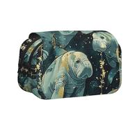 Sea Animals Calf Printed Print Flip Top Double Layer Pencil Case - Large Capacity School Supplies Organizer for Students, Kids, Teens, Artists, Travel & Office Use