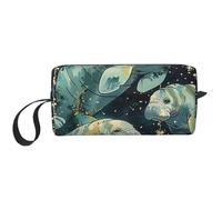 Sea Animals Calf Printed Travel Makeup Bag Portable Cosmetic Bag Makeup Case Toiletry Handbag Organiser for Women