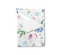 Sea Animals Flannel Baby Toddler Blanket Gift for Girls and Boys Marine Turtle Whale Jellyfish Sea Horse Weeds Sealife Receiving Blanket Newborn Nursery Bed Blanket Swaddle Crib Blanket 40x50