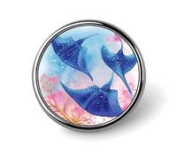 Sea Animals Stingrays Button Pin,Design Your Own Personalized Pin Back Button Badges Exquisite Round Badge Travel Brooch Metal Decorative Pins for Hat Clothes Backpack