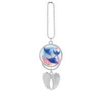 Sea Animals Stingrays Car Hanging Ornament Rear View Mirror Pendant Lucky Presents Hanging Ornament Funny Car Pendant for Office Auto Home Decoration Silver-style