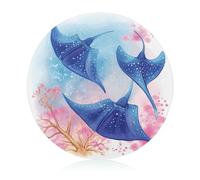 Sea Animals Stingrays Chopping Block Tempered Glass Cutting Board Mats Round Countertop Cutting Boards Small Charcuterie Boards Bar Cheese Board Snack Tray