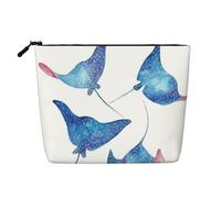 Sea Animals Stingrays Cosmetic Bag - Single Layer Large Capacity Travel Organizer, Daily Organizer with Zipper