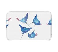 Sea Animals Stingrays Crystal Velvet Lock Edge Floor Mat 40x60, Non Slip, Easy To Clean, Comfortable Foot Feel