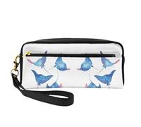 Sea Animals Stingrays Double-Sided Printed Leather Portable Makeup Pouch-Multi-Purpose Cosmetic Bag, Pencil Case and Organizer for Women