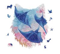 Sea Animals Stingrays Jigsaw Puzzle 175PCS Wolf Head Design Puzzle Wooden Jigsaw Puzzles for Adults Families