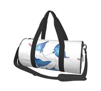 Sea Animals Stingrays Large Round Travel Duffle Bag, Full-Print Canvas Weekender with Padded Lining, Multiple Pockets,Detachable Shoulder Strap and Soft Leather Handles