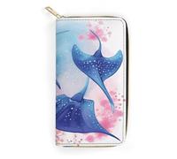 Sea Animals Stingrays Leather Wallet, Bifold Stylish Wallets, Credit Card Holder for Passport Covers, Purse Passport Bag for Men Women