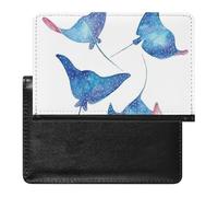 Sea Animals Stingrays Passport Holder PU Leather Slim Passport Cover with Card Slots Travel Document Holder Cover