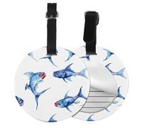 Sea Animals Stingrays Print 1/2/4pcs Luggage Tags,Round Leather Travel Suitcase Labels with Privacy Name Address Card
