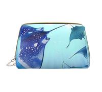 Sea Animals Stingrays Printed Makeup Bag for Women Portable Leather Make up Bag Travel Zipper Cosmetic Bags Organizer
