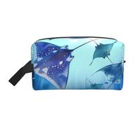 Sea Animals Stingrays Printed Makeup Bag Large Travel Cosmetic Bags Waterproof Cosmetic Case Toiletry Bag Organizer for Women Mom Girls