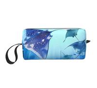 Sea Animals Stingrays Printed Travel Makeup Bag Portable Cosmetic Bag Makeup Case Toiletry Handbag Organiser for Women