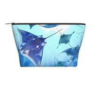 Sea Animals Stingrays Printed Travel Makeup Bag Trapeze Cosmetic Bag Makeup Case Toiletry Bag Organiser for Women