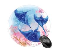 Sea Animals Stingrays Round Mouse Pad Smooth Glide Gaming Mousepad Extra Density Portable Comfortable Mouse Mat for Desk, Home, Office 7.8x7.8 Inches