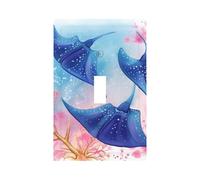 Sea Animals Stingrays Wall Plates Decorative Light Switch Cover 1 Gang Outlet Covers Standard Size 5" x 3" Plug Covers Electrical Switchplate Home Decor for Bedroom Kitchen
