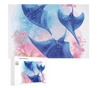 Sea Animals Stingrays Wooden Puzzles for Adults 1000 PCS Unique Shape Puzzles Wall Art Home Decor for Puzzle Lovers, Family, Friend Creative Gift Toys