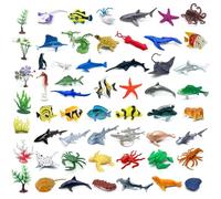 Sea Animals Toys for Kids, 56 Piece Set of Plastic Sea Creatures, Ocean Animal Figures for Children, Ideal for Bath Time, Learning and Play, Small Animal Figures for Educational Fun