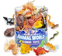 Sea Animals Toys with Gift Box, 48 Piece Mini Vinyl Plastic Ocean Animal Figure, Sea Creatures Themed Sensory Bins, School Project, Birthday Cupcake Topper Party Supplies, Preschool Toys for Kids