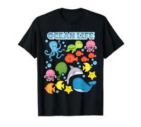Sea Animals Whale Octopus Starfish Crab Underwater Toddlers T-Shirt