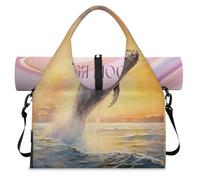 Sea Animals Whale Sports Duffle Bag with Shoe Compartment Weekend Overnight Bags Tote Cabin Luggage Bag for Gym Yoga Travel