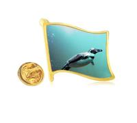 Sea Antarctic Penguin Creature Science Nature Golden Metal Flag Lapel Pin Badge