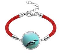 Sea Antarctic Penguin Creature Science Nature Lucky Red String Bracelet Rope Bracelet Handmade