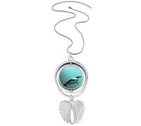 Sea Antarctic Penguin Creature Science Nature Pendant Angel Wings Rotating Necklace Jewelry