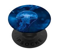 Sea Art Aquatic Underwater Watercolor Dark Blue Jellyfish PopSockets Adhesive PopGrip