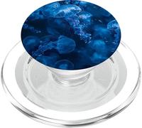 Sea Art Aquatic Underwater Watercolor Dark Blue Jellyfish PopSockets PopGrip for MagSafe
