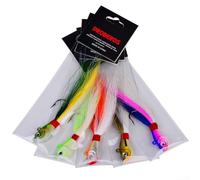 Sea Bass Pike Carp Fishing Hook with Metal Jig Lure Tackle Featuring Feather Tail for Realistic Action and Barbed Hooks for Secure Catching in Freshwater and Saltwater (42g A)
