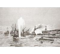 Sea battle between battleships and torpedo boats in the 19th century. From La Ilustracion Espanola y Americana published 1892. Poster Print by Ken Welsh (18 x 12)