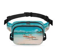 Sea Beach Flamingos Waist Bag Multifunction Pack for Travel Sport Running Fanny Pack Bumbag Pouch Purse Belt Bag for Women Men Kids Girls Boys