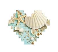 Sea Beach Seashells Printed Jigsaw Puzzle 10.8x12.8 CM, Heart-Shaped Puzzle Challenging Game for Adults, Fun Decorative Wall Decor