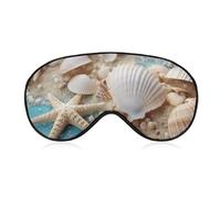 Sea Beach Seashells Starfish Blue Eye Mask, Side Sleeping Mask Light Blindfold Sleeping Mask Nose Pad and Elastic Band for Children Women and Men