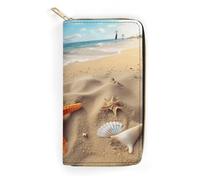 Sea Beach Starfish Leather Wallet, Bifold Stylish Wallets, Credit Card Holder for Passport Covers, Purse Passport Bag for Men Women