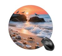 Sea Beach Sunset Mouse Pad Round Laptop Mouse Mat Cute Computer Mousepad Keyboard Pad Non-Slip Desk Pads for Gaming Office Work Home