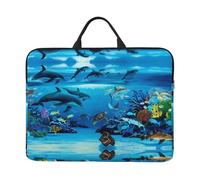 Sea Blue Marine Life 14 Inch Printed Laptop Sleeve, 600d Oxford-Cloth Shockproof Laptop Case With Thickened Pearl Cotton,Waterproof Portable Laptop Handbag Cover