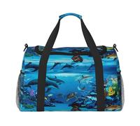 Sea Blue Marine Life Print Womens Sports Bags Travel Bag - Gym Tote Bag with Compartment,Duffel Bags for Men,Ladies Holdall,Carry On Weekend Travel Handbags for Women