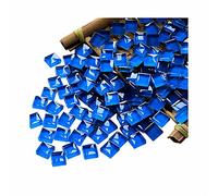 Sea Blue Mosaic Tiles Squares Crystal Mosaic Glass Tile for Crafts Bulk DIY Picture Frames Handmade Jewelry Coasters Art Material Decoration,1x1cm,100 Pieces