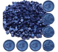 Sea Blue Wax Seal Beads, 400Pcs Sealing Wax Beads, Octagon Wax Sealing Beads, Navy Blue Sealing Wax Beads Set for Wax Seal Stamp, Gift Wrapping, Letter Sealing (Sea Blue)