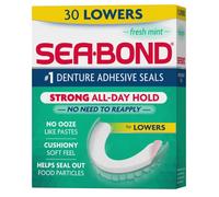 Sea Bond Secure Denture Adhesive Seals, Fresh Mint Lowers, 30 Count