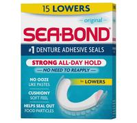 Sea Bond Secure Denture Adhesive Seals, Original Lowers, Zinc-Free, All-Day-Hold, Mess-Free, 15 Count (Pack of 1)