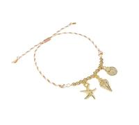 Sea Braided Ceramic Starfish Adjustable Braided Cord Jewelry and Shell Fish Charm Beach Accessories Ceramic Shellfish Pendant, フリーサイズ